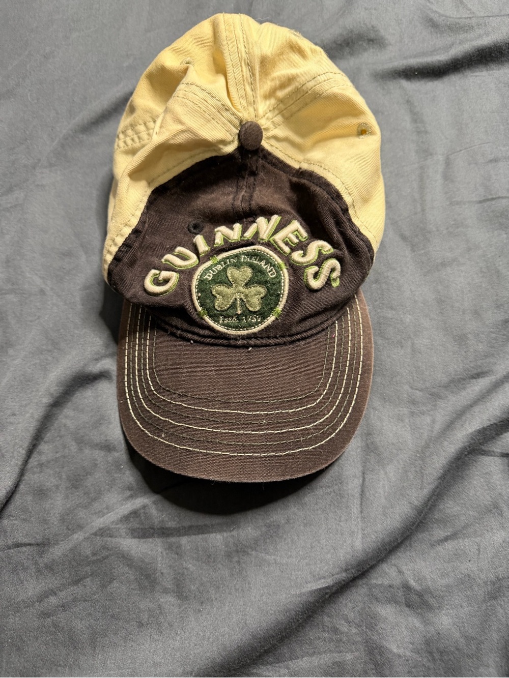 Guinness Brown and Yellow Baseball Hat with Shamrock Patch